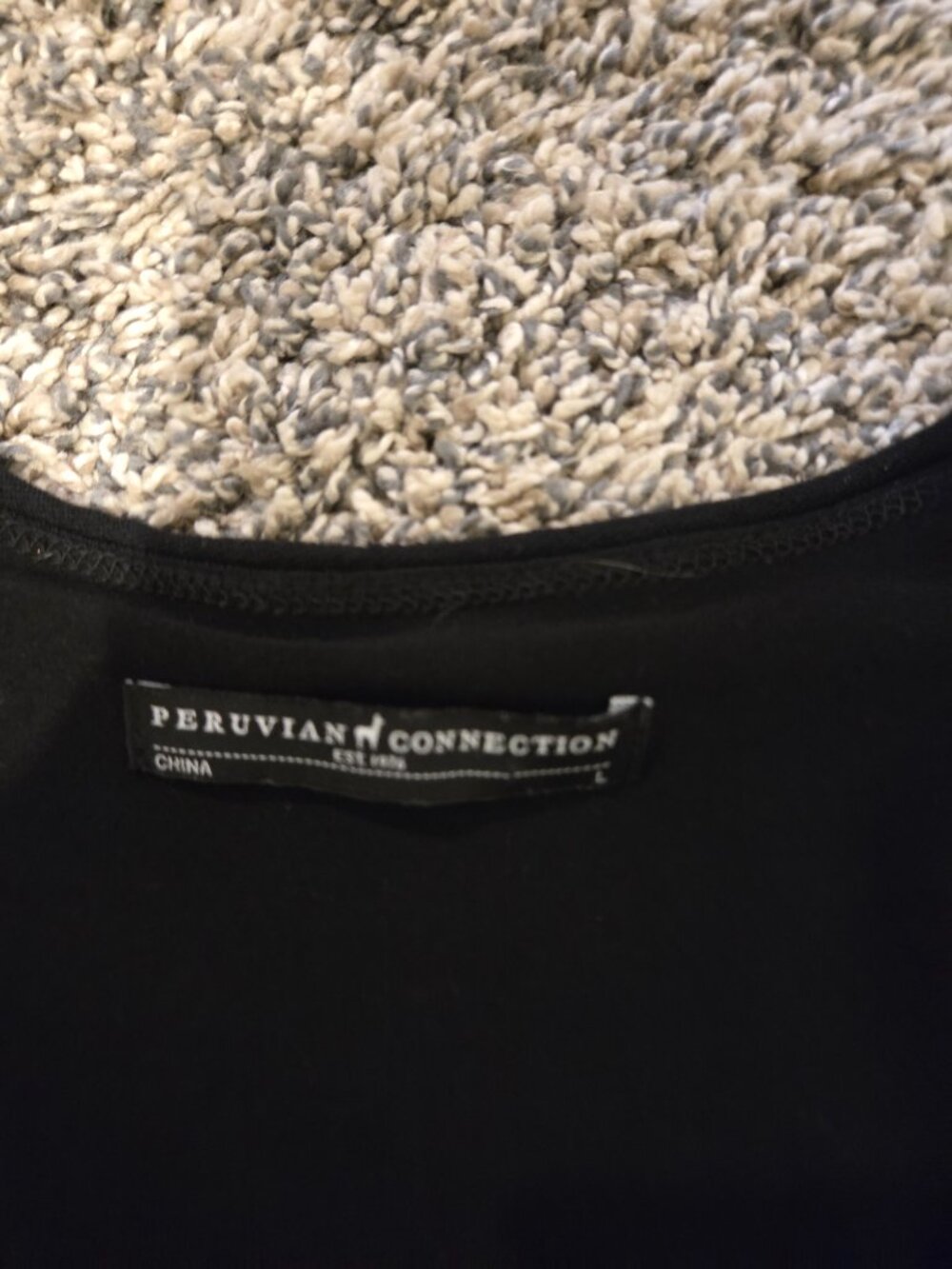 Peruvian Connection Draped Long Sleeved Dress Black L - Picture 3 of 5